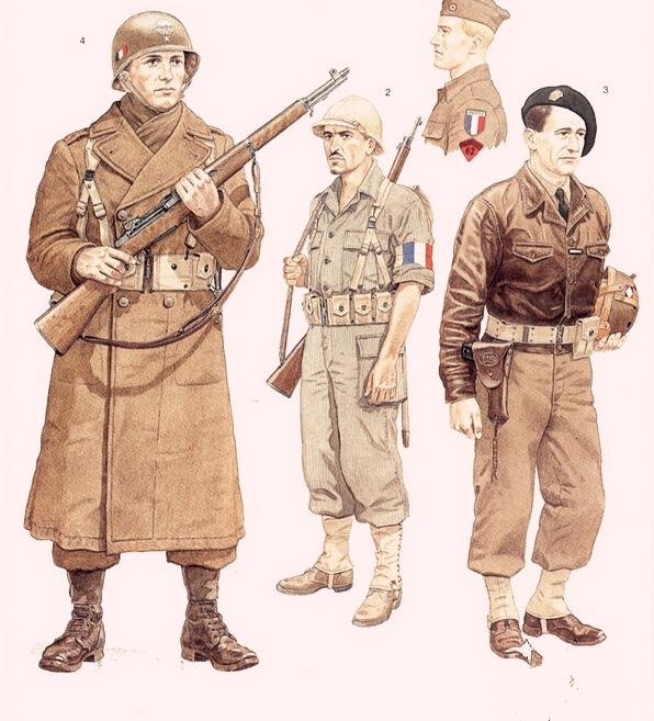 二战期间，法国军服别有特色，但大部分采用美式军服